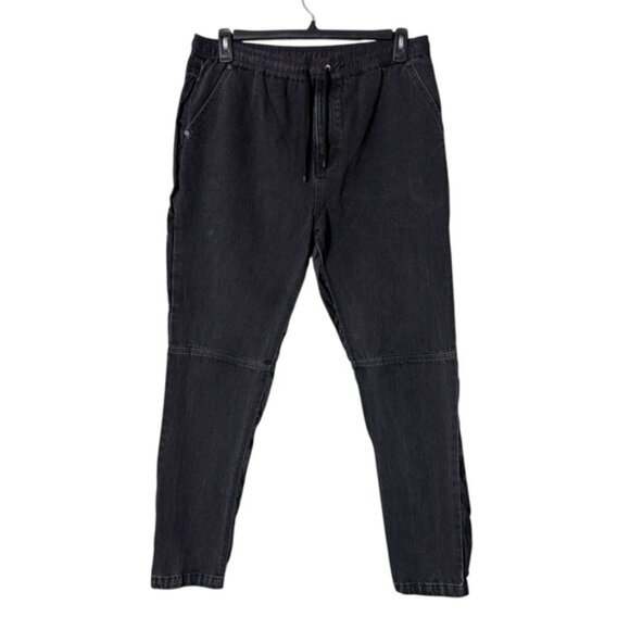 Frame Mens Denim & Nylon Joggers Size Large Streetwear Urban Grunge Black Emo - Picture 2 of 8